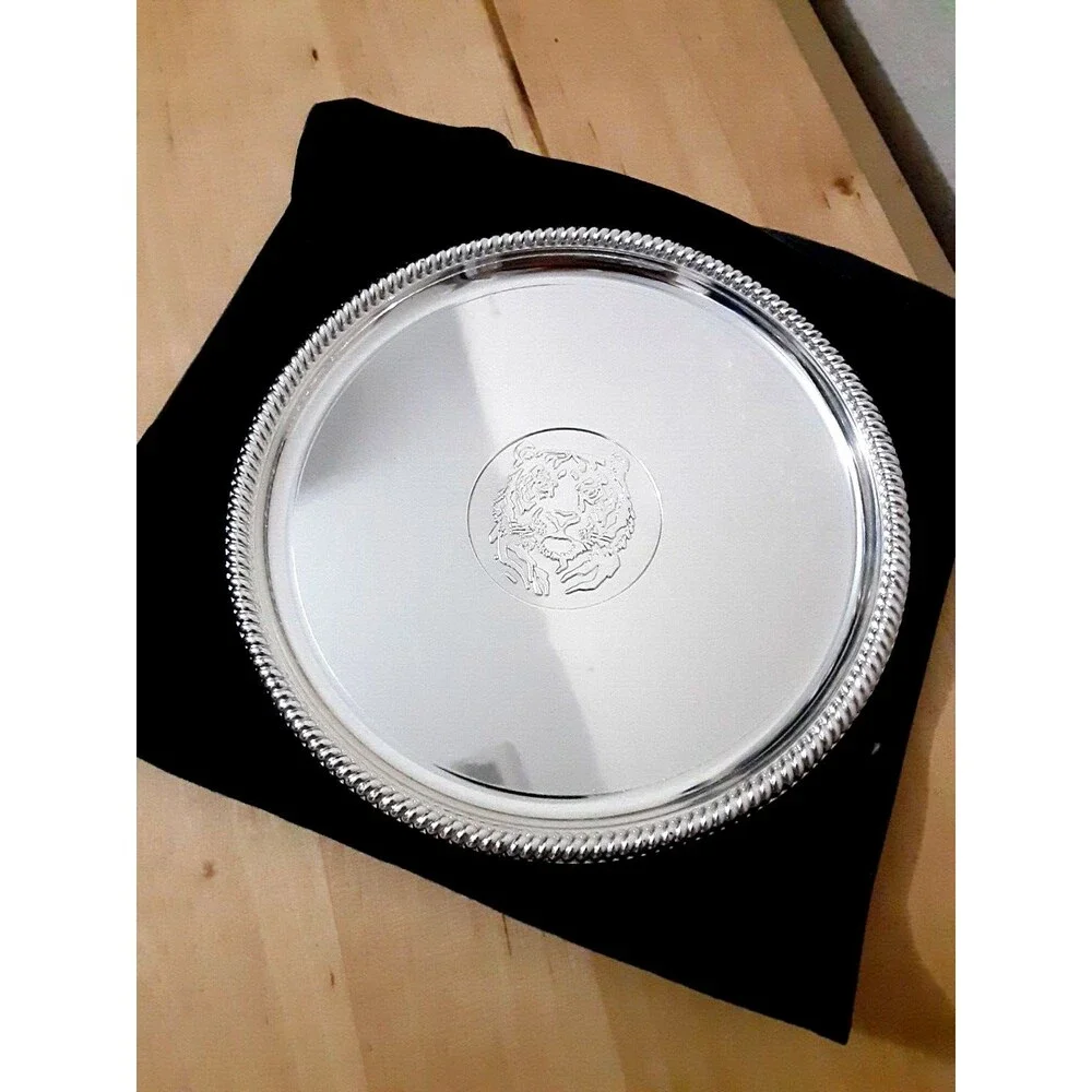 VTG SEBA MADE IN ENGLAND SILVERPLATE CHAMPAGNE WINE COASTER w TIGER LION NEW!